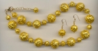 24 Karat Gold Foil, Paint Drip Necklace with large & small beads